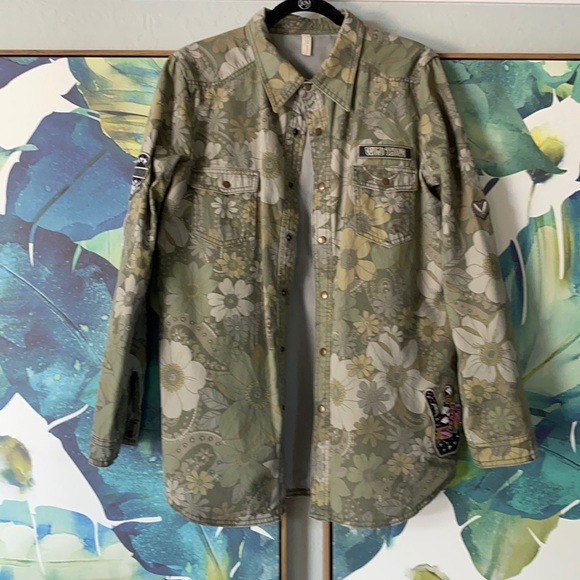 Spell Floral Embroidered Jacket in Olive Green - Picture 2 of 14